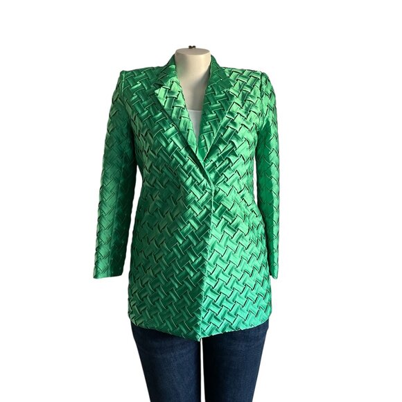 By Egreis Green Waffle Knit Blazer Jacket - S - Picture 1 of 9